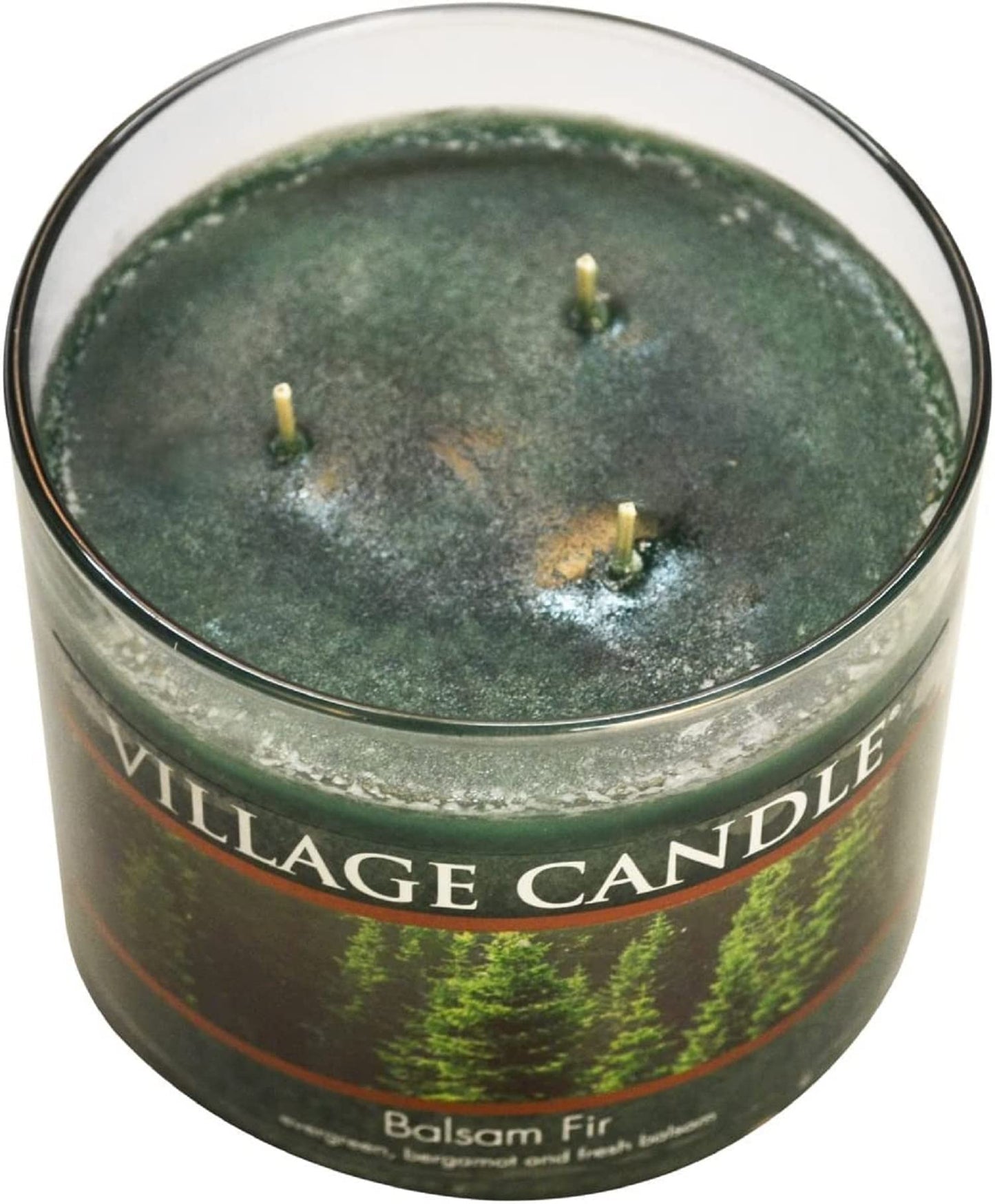 Village Candle Balsam Fir 17 oz Glass Bowl Scented Candle, Medium,Green