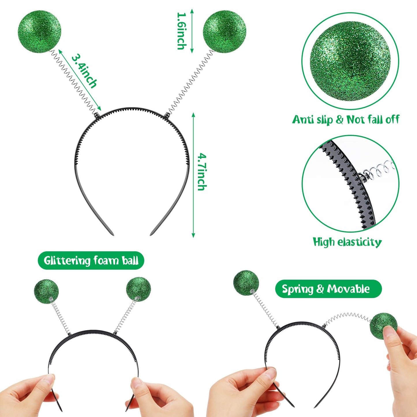 GDZRDFLH 12pcs Alien Headband Glasses and Martian Antenna Halloween Party Accessories Rainbow Lens Sunglasses Antenna Headband Boppers for Halloween Alien Theme Party