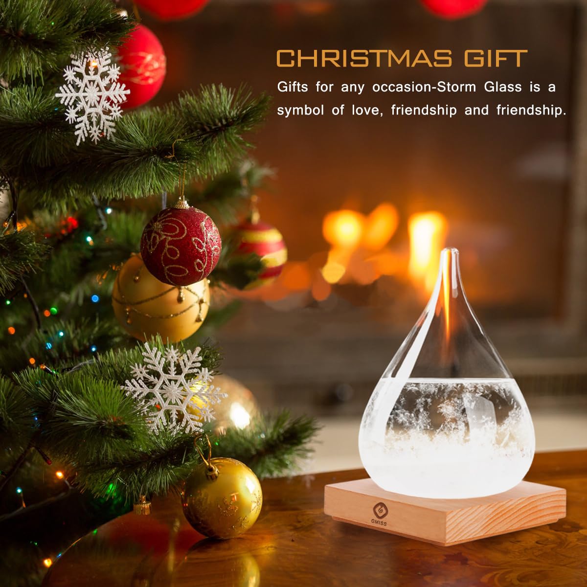 Storm Glass Weather Forecast Bottle,Snow Globe Barometer Bottle, Water Drop Weather Forecast Bottle, Home and Office Decorative Glass Bottles, Unique Gifts for Her (M)