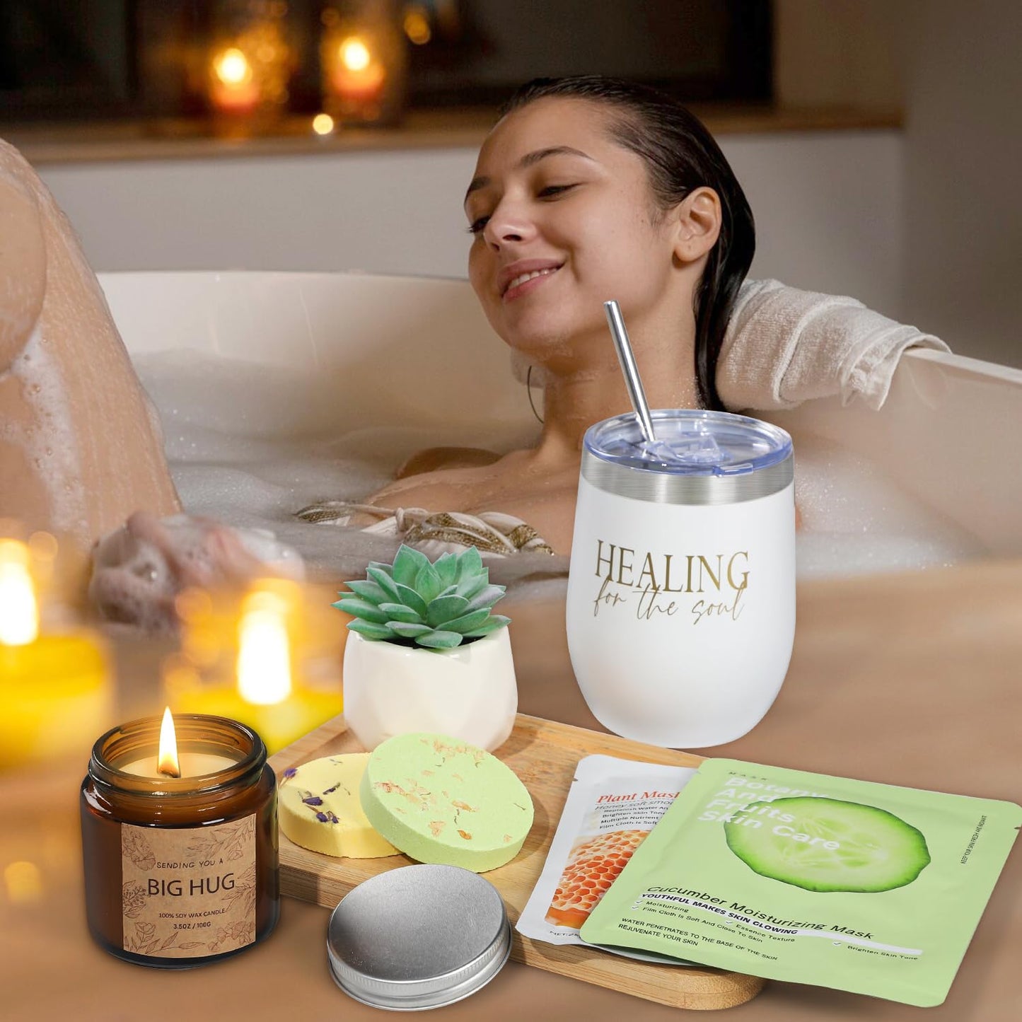 Thinking of You Care Package for Women - Get Well Soon GBasket for Sick Friend After Surgery Gifts Feel Better Gifts for Women, Sympathy Gift Baskets Sending Hugs, Self-Care Spa Gifts