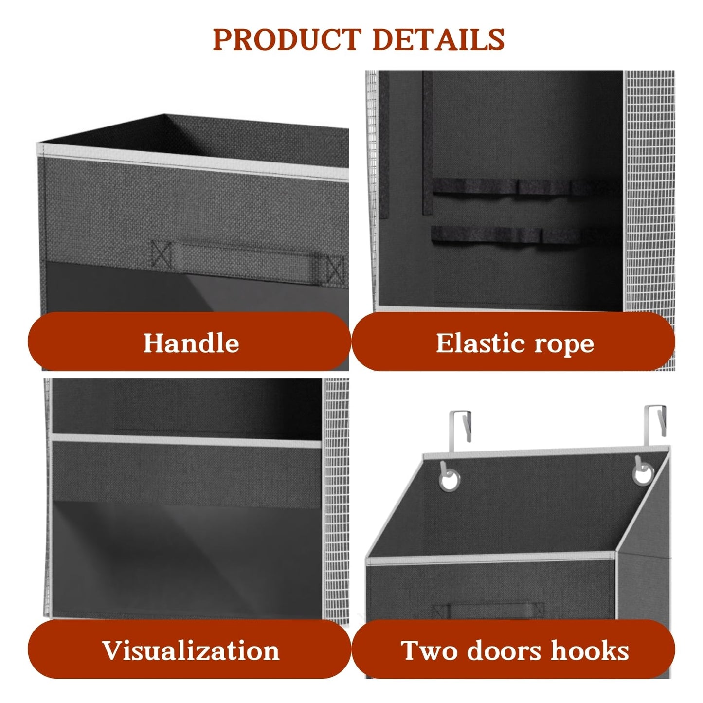 Over Door Wrapping Paper Organizer Storage with 3 Removable Drawers & Side Pockets – Dual Use Design with Elastic Straps – Christmas Gift Wrap Storage for Ribbons, Bows, Ornament and Other Tools