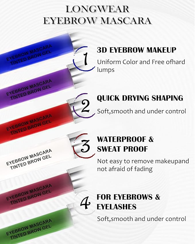 Tinted Eyebrow Gel Mascara- 1Pcs Long Lasting Waterproof Green Tinting Eye Brow Glue Colored Mascara, Dark Green Brow Filler Curling rimel de pestañas,Mother‘s Day Makeup Gift for Women Girl-#12