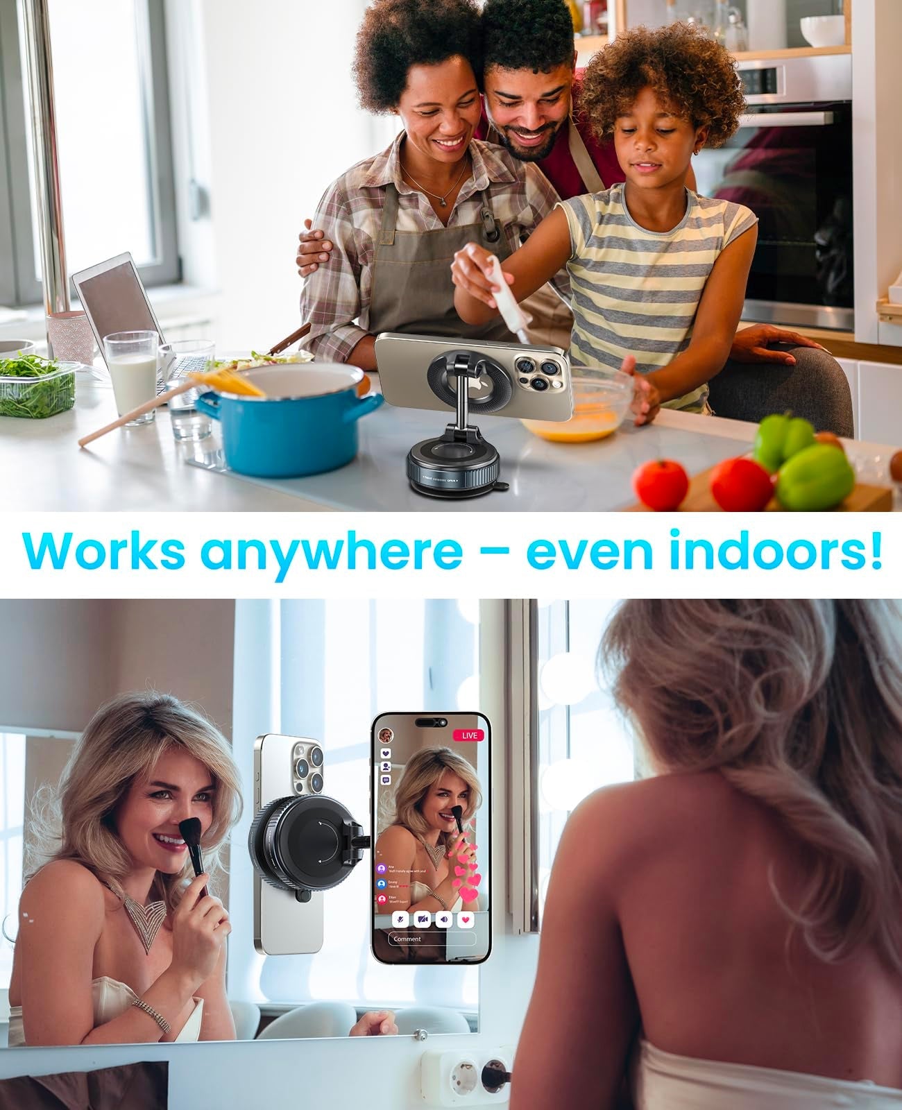 Jononser Magnetic Suction Cup Phone Mount for Magsafe, 360° Adjustable Magnetic Car Phone Holder, Pocket Size Foldable Car Mount, Cell Phone Holders for Your Car for iPhone 16 Pro Max 15 14 13 12 Plus