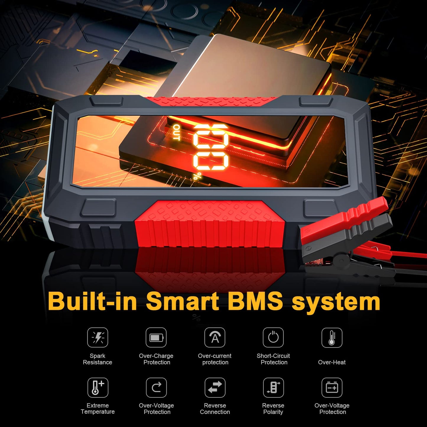 Jump Starter - 4000A Jump Starter Battery Pack for Up to 10.0L Gas and 8.0L Diesel Engines, Model H2000 12V Portable Car Battery Jump Starter Box with 3.0" LCD Display