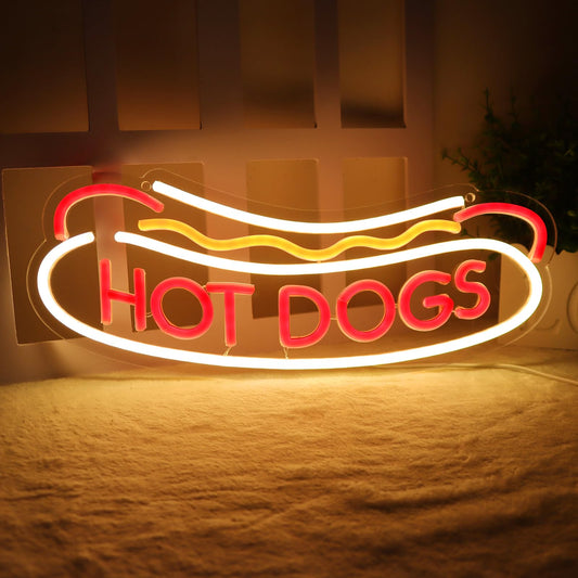 Balanar HOT DOGS Neon Signs for Wall Decor Neon Lights for HOT DOGS Shop Led Business Signs Suitable for Fast Food shops Christmas Birthday Party Gift Led Art Wall Hanging Decorative Lights