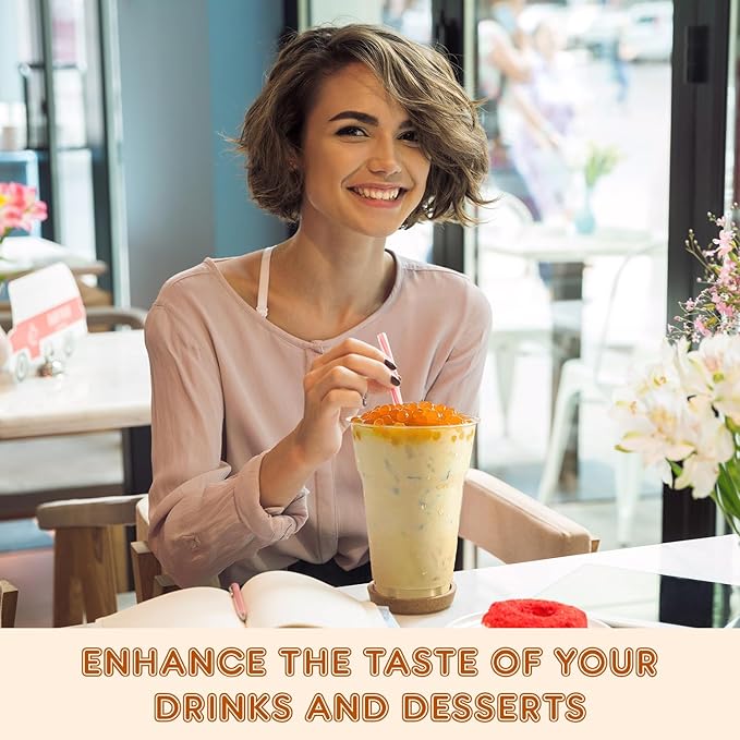 Fanale Mango Popping Boba Pearls, Vegan, Non GMO, Gluten Free, Fat Free, Perfect for Bubble Tea, Smoothies, Ice Cream, Desserts, and Beverages.