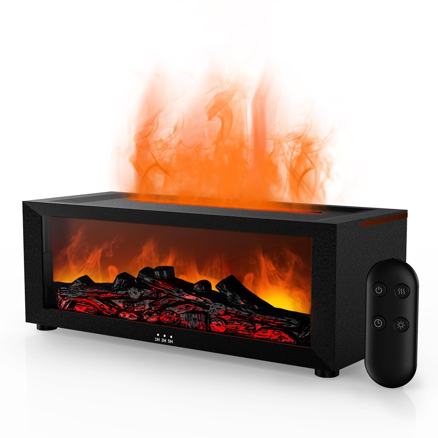 Fireplace Flame Air Diffuser Humidifier,7 Colors Aromatherapy Essential Oil Diffuser,Ultrasonic Aroma Humidifier with Timer for Home,Bedroom,Office,Yoga (BlackB, L)