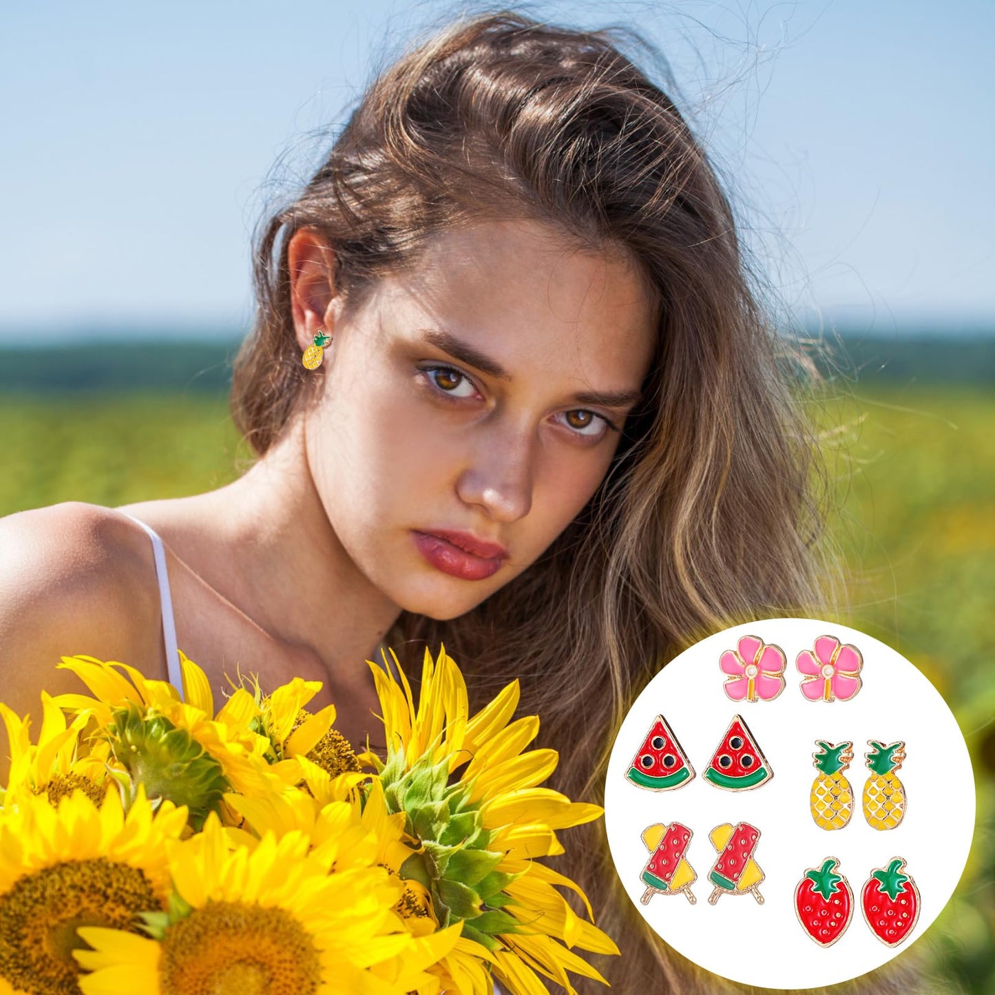 Ferreve 108 Pairs Holiday Earrings for Women Holiday Earrings Variety Pack Summer Fall Thanksgiving Gifts Party Favors(Ear Stud Style)