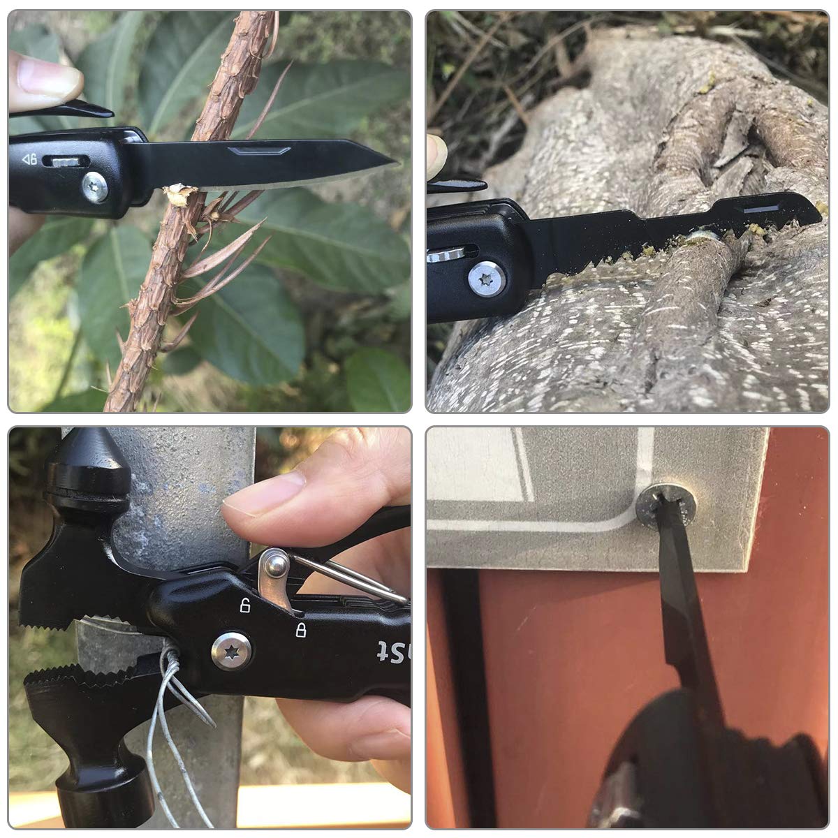 Mens Stocking Stuffers, Gifts for Men, Survival Hammer Multitool,Christmas Gifts for Dad, Emergency Escape Car Safety Hammer Multi-Tool 12 in 1,Cool Gadgets forCamping Hiking Household,Mini Multi tool