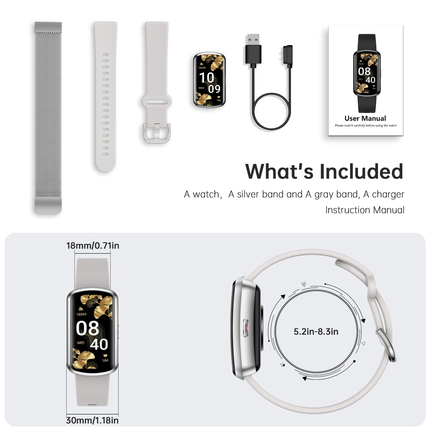 JYUAJOI Health Fitness Tracker, Smart Watch with 24/7 Heart Rate and Blood Pressure Monitor, Activity Tracker with Blood Oxygen, 120 Sport Mode Waterproof Sleep Tracker for Women Men