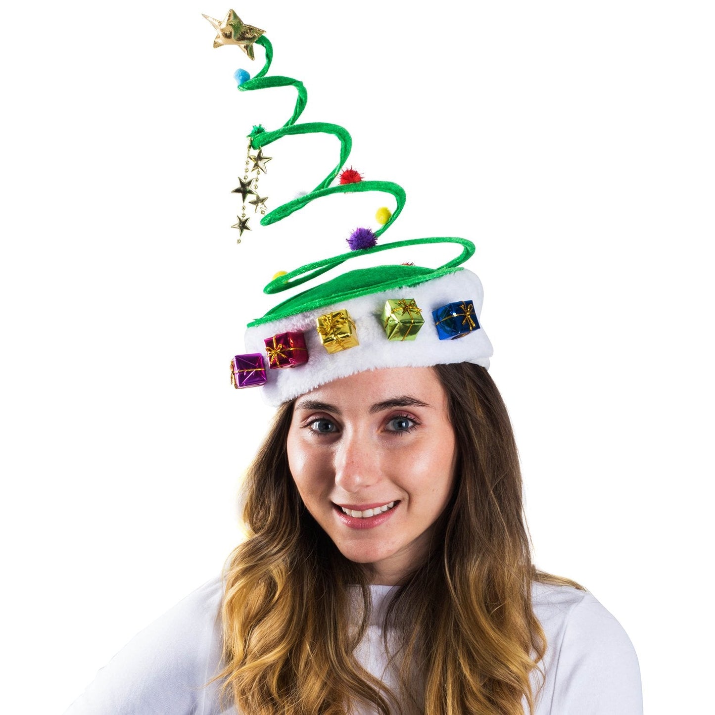 Funny Party Hats Santa Hat - Red Sequin Santa Hat - Coil Christmas Tree Hat - Christmas Hats - 2 Pack Holiday Hats