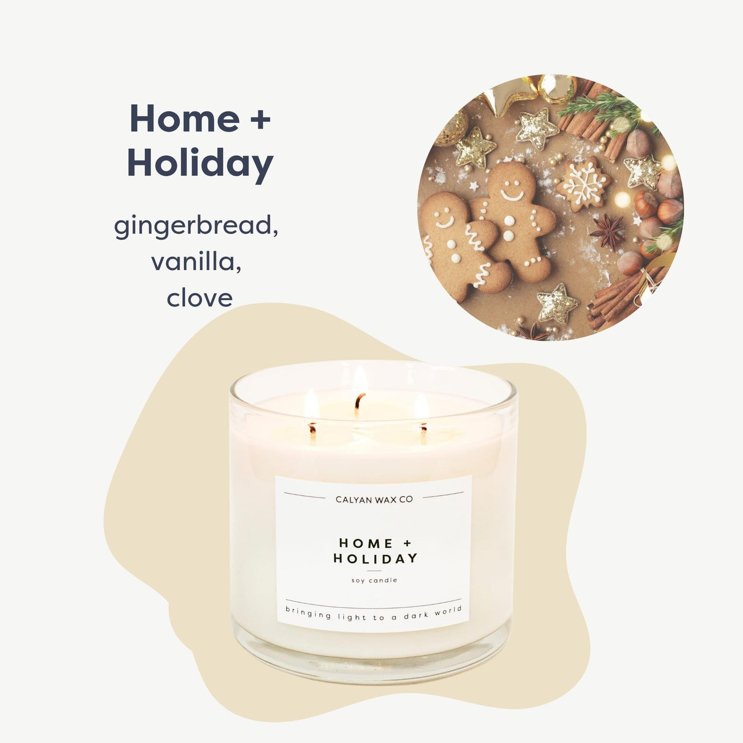 Calyan Wax Co. 3 Wick Candle, Home + Holiday Scented Candle, 43 Hour Burn Time, 3 Wick Soy Candles, Non Toxic & Vegan Soy Wax, Glass Jar Scented Candles, 14.9oz