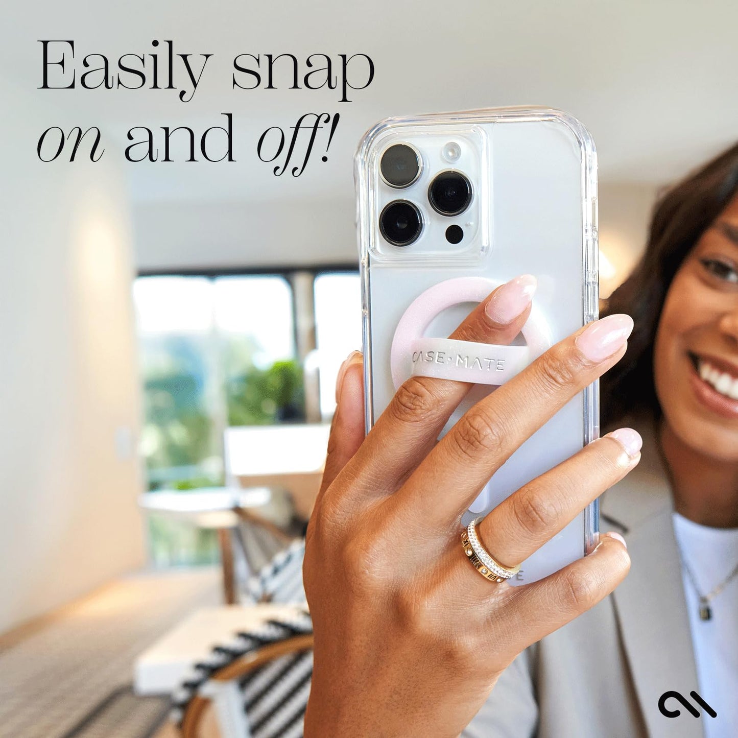 Case-Mate Soap Bubble MagSage Phone Grip - Detachable Holder for Hand - Thin Collapsible Soft Loop Magnetic Phone Grip for iPhone 16 Pro Max /15 Pro Max/14/13/12/S25 Ultra - Iridescent