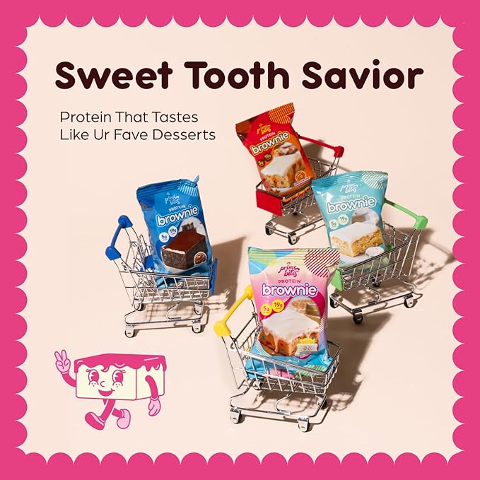 Prime Bites Protein Brownie from Alpha Prime Supplements | High Protein, Collagen Fortified Low Sugar Treat | Delicious Snack | 12 Bars per Box (Glazed Cinnamon Roll)