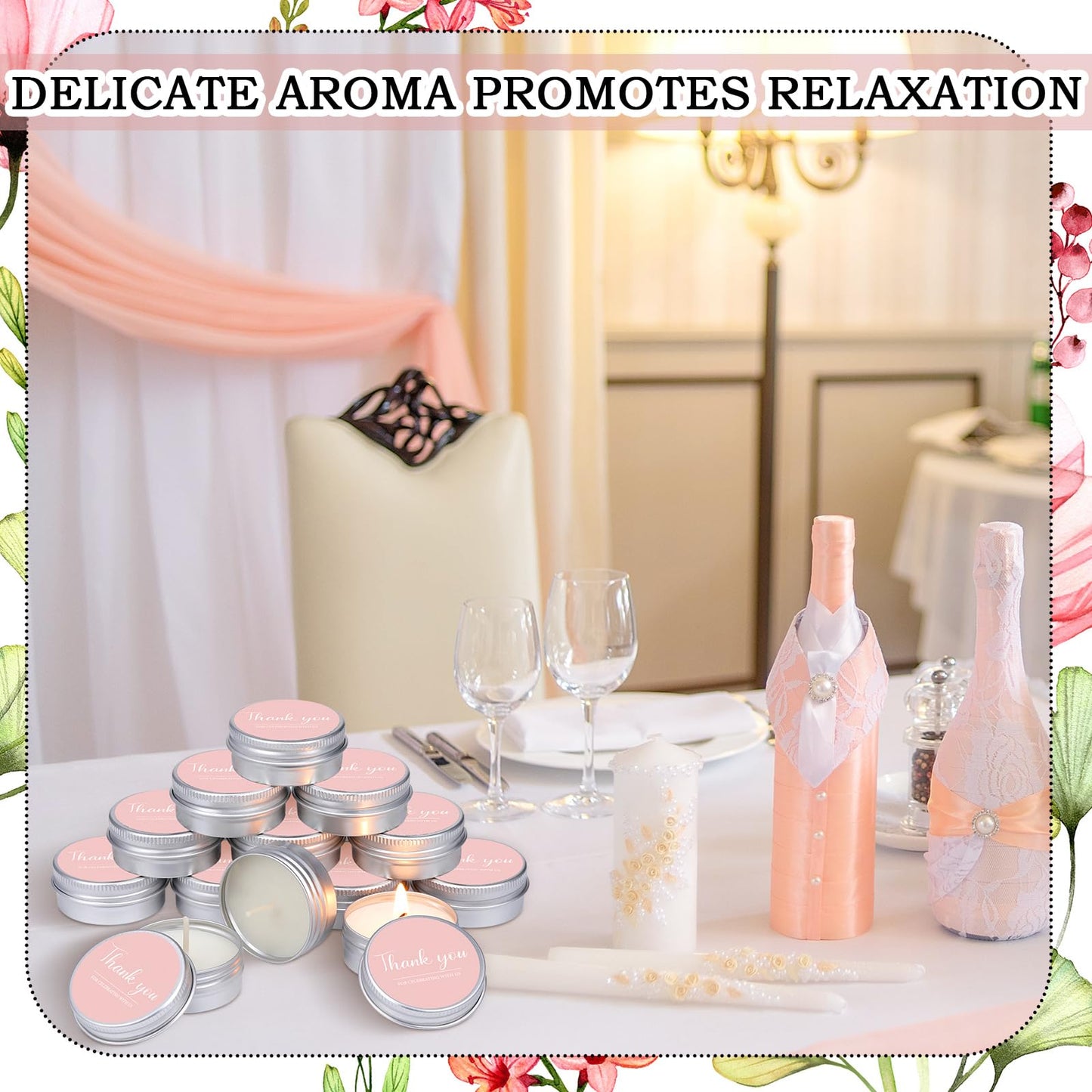 MTLEE 50 Pcs Thank You Candles Gift Wedding Favors Baby Shower for Guests 1 oz Lavender Scented Soy Wax Candle Aromatherapy Candle Favors for Bridal Baby Shower(Pink,Thank You)