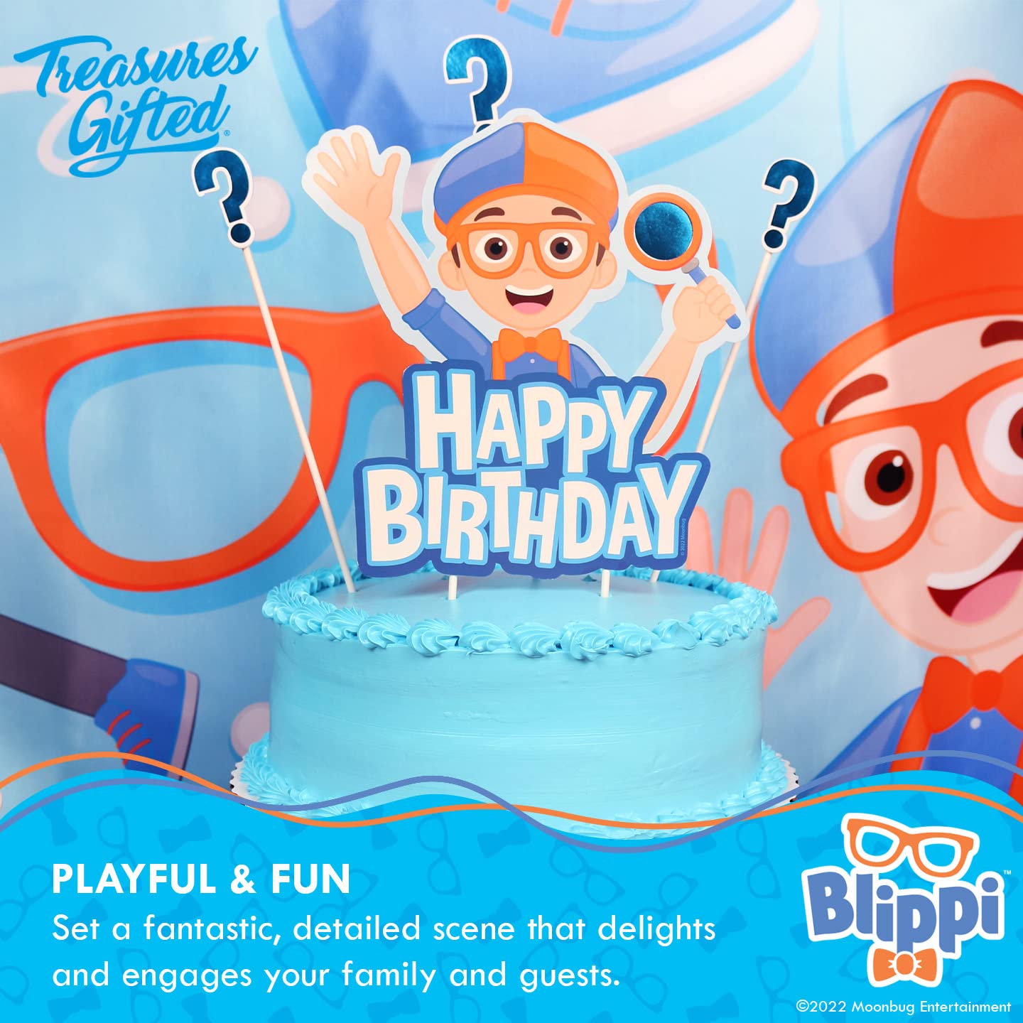 Treasures Gifted Officially Licensed Blippi Birthday Decorations - Cake Topper Set - 1 Cake Topper & 24 Cupcake Toppers & Wrappers - Blippi Party Supplies