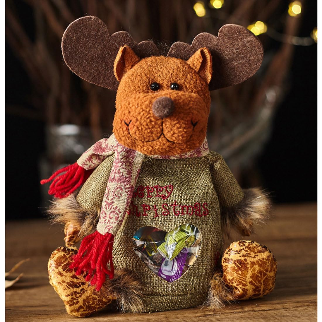 2026 New Christmas Gift Bags Zipper Design, Flax Fabric Christmas Apple Bags Zipper Reusable Santa Snowman Doll Storage Gift Bag for Chritmas Party Decor and Festival (G-3PC)