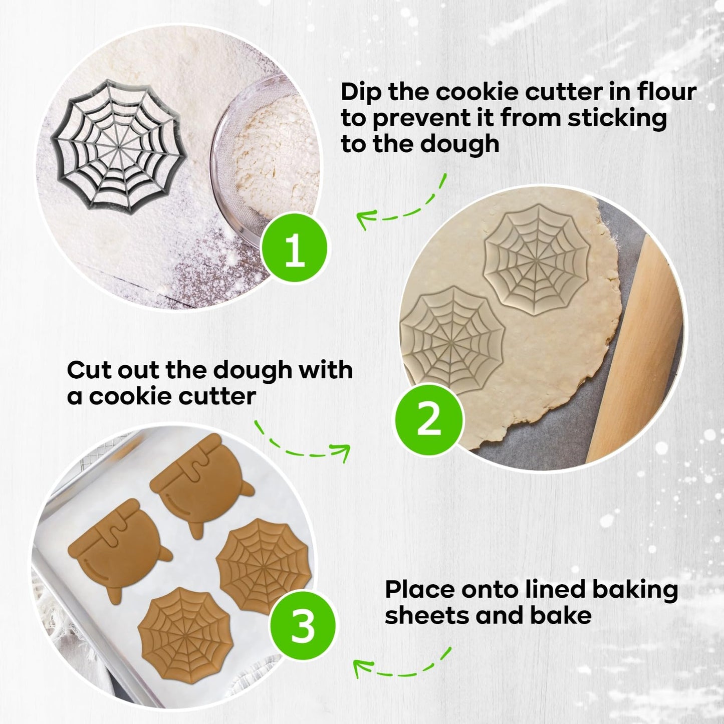 Moose Goods Set of 10 Halloween Cookie Cutters - Cat, Spider, & Pumpkin Cookie Cutters & Stamp - Web, Skull, & Ghost Cookie Cutters for DIY Baking Supplies, Food-Grade Cookie Cutters & Shapes for Kids