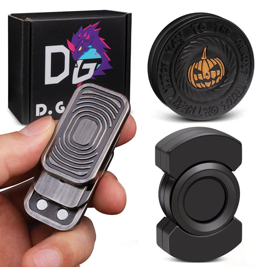 Fidget Toys Adults Set, Metal Fidget Slider, Spinner and Haptic Coin, Decompression Metal EDC Cool Figette Toys for Adults Anxiety Relieve Stress, Greater Focus, 3 Pack Black