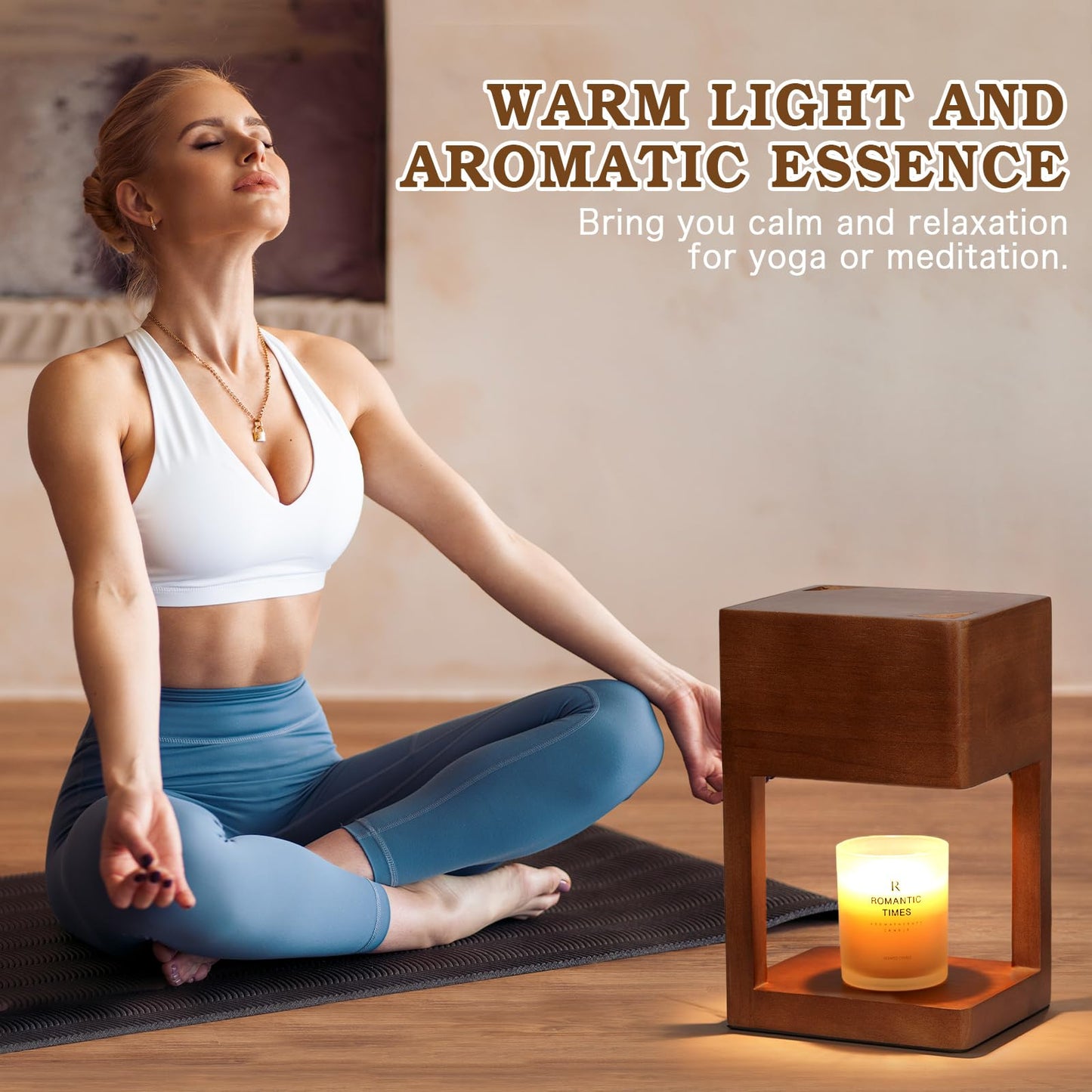 Candle Warmer Lamp Wood with Timer, Dimmable Electric Candle Lamp Warmer for Jar Candles, 2*35 Watt Bulb, Christmas Gifts, Birthday Gifts for Mom, Decorative Wooden Candle Lamp for Bedroom Home Decor