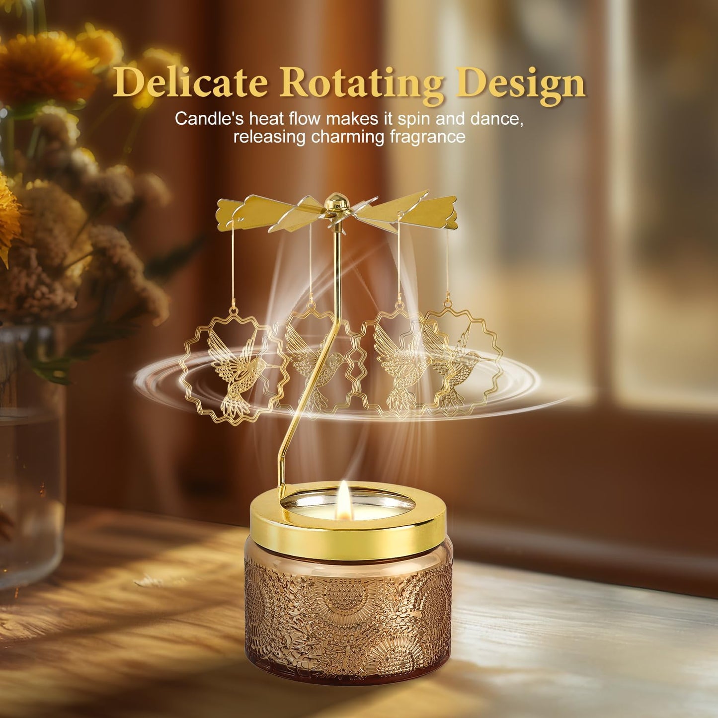 Birthday Gifts for Women, Mom, Wife, Girlfriend, Sister, Her, Female Friends, Gifts for Women Birthday Unique, Mothers Day Gift, Anniversary Rotating Candles Gift for Woman (Hummingbird)