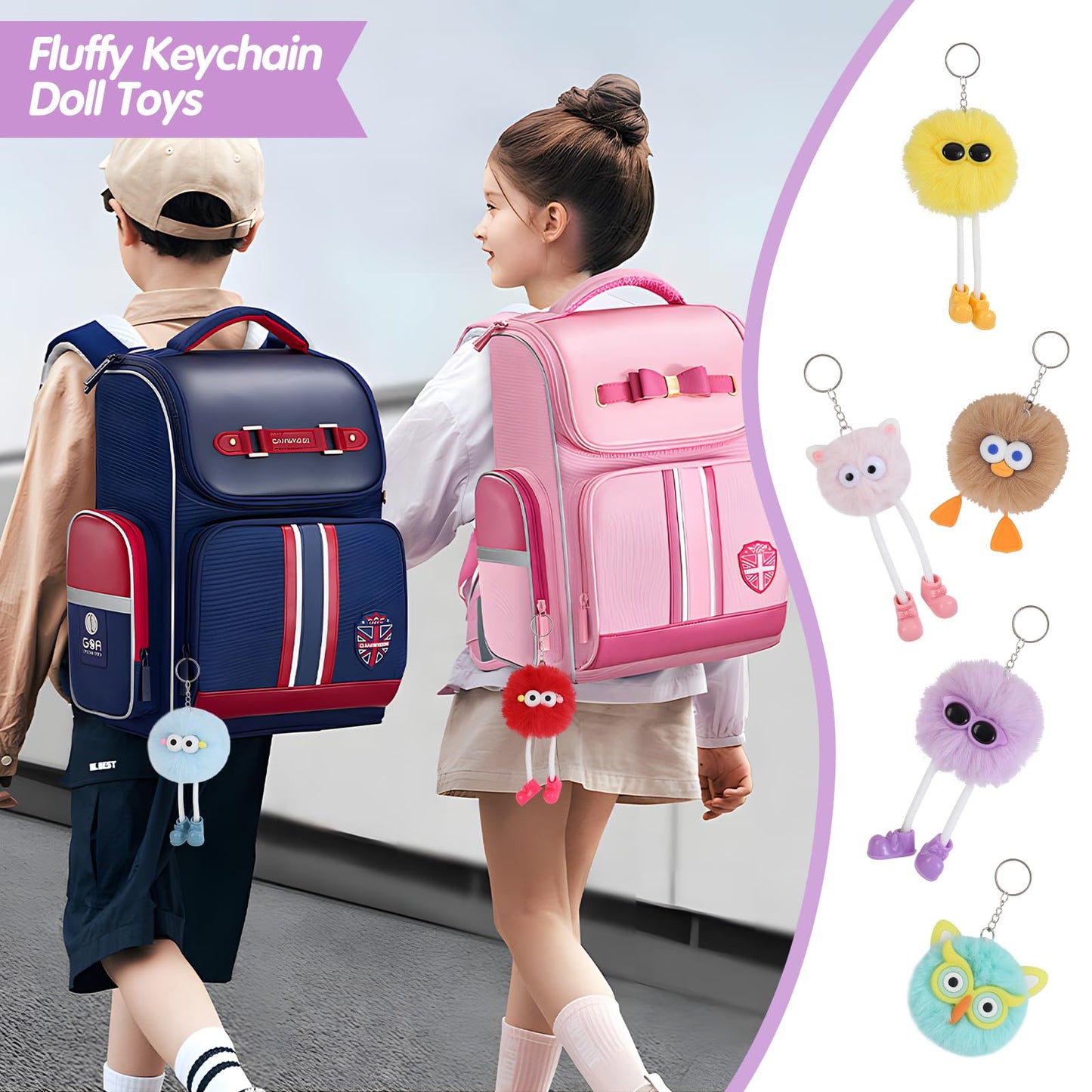 OMyFav 24 PCs Kids Keychains - Keychain Cute for Birthday Back-to-school Goodie Bags Pinata Toys Classroom Prizes Elementary Carnival Prizes in Bulk Party Favors 8-12 Back to School Gift