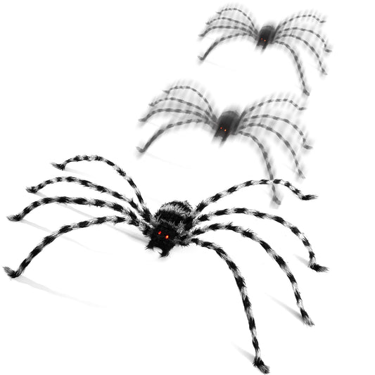Halloween Animatronics 4 Ft Crawling Spider - 48 inch Animated Decorations with Sound & Sensor Activated Creepy Sound, Move, Light Up Eyes, Haunted Scary Decor Horror Spooky Prop for Indoor, Outdoor
