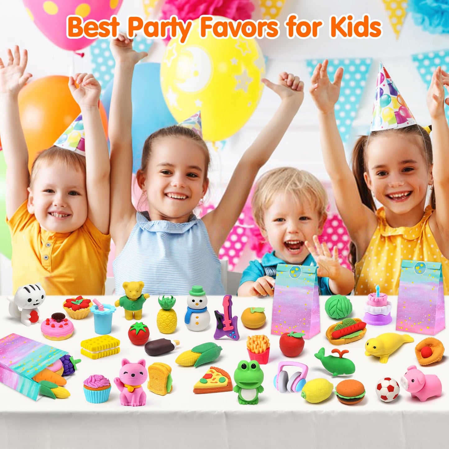 Palmatte 140PCS Mini Animal Erasers Bulk Kids Prizes Treasure Box Toys Classroom Rewards Teacher Must Haves Desk Pets Back to School Supplies Random Eraser Party Favors Kids Toys Gifts Pinata Stuffers