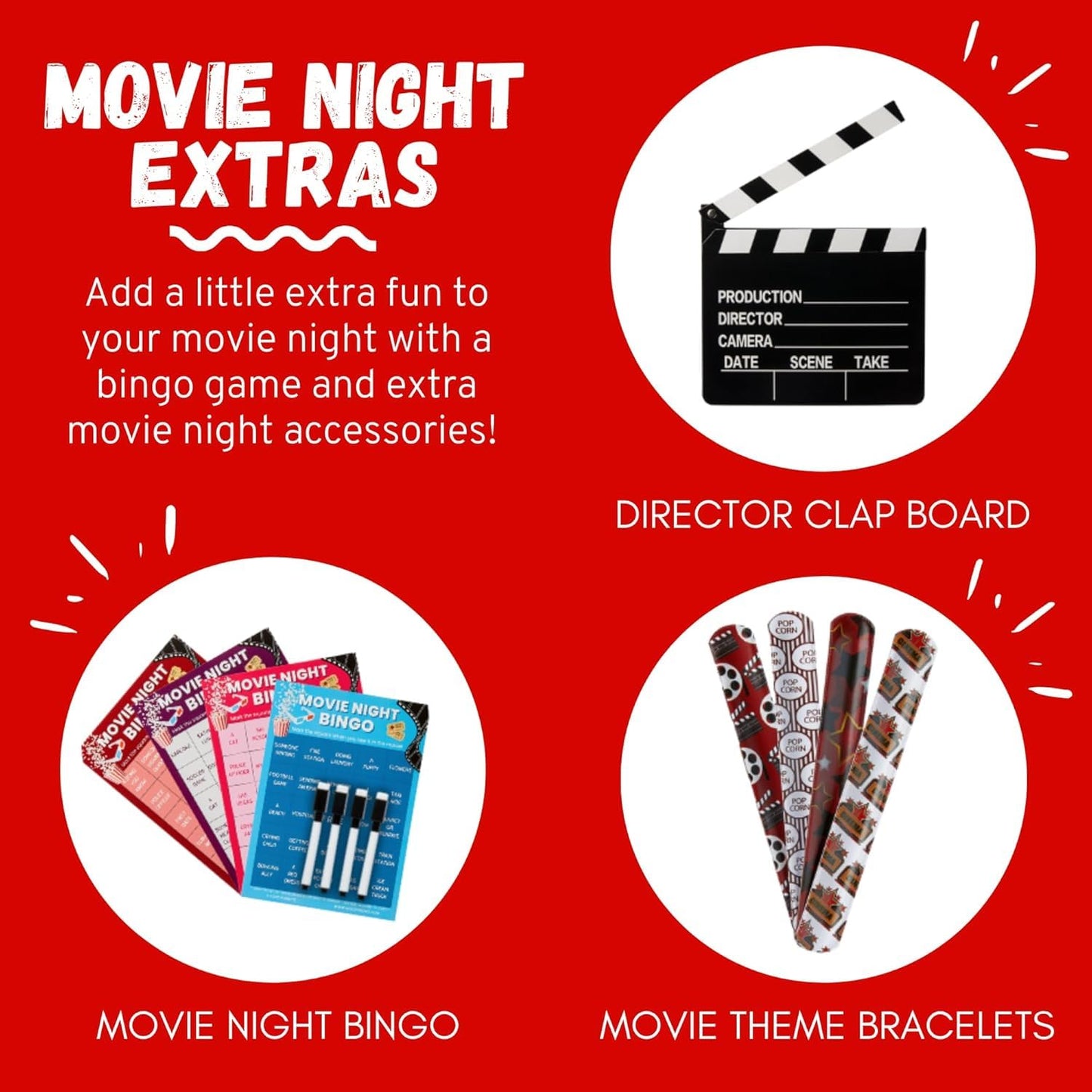 Movie Night Gift Basket – 33-Piece Gift Box with Popcorn, Candy, Snacks & Bingo – Birthdays, Date Night, Family, Kids, Adults, Mom, Dad, Teens, Christmas, Mothers Day, Fathers Day, Raffle & Fundraiser