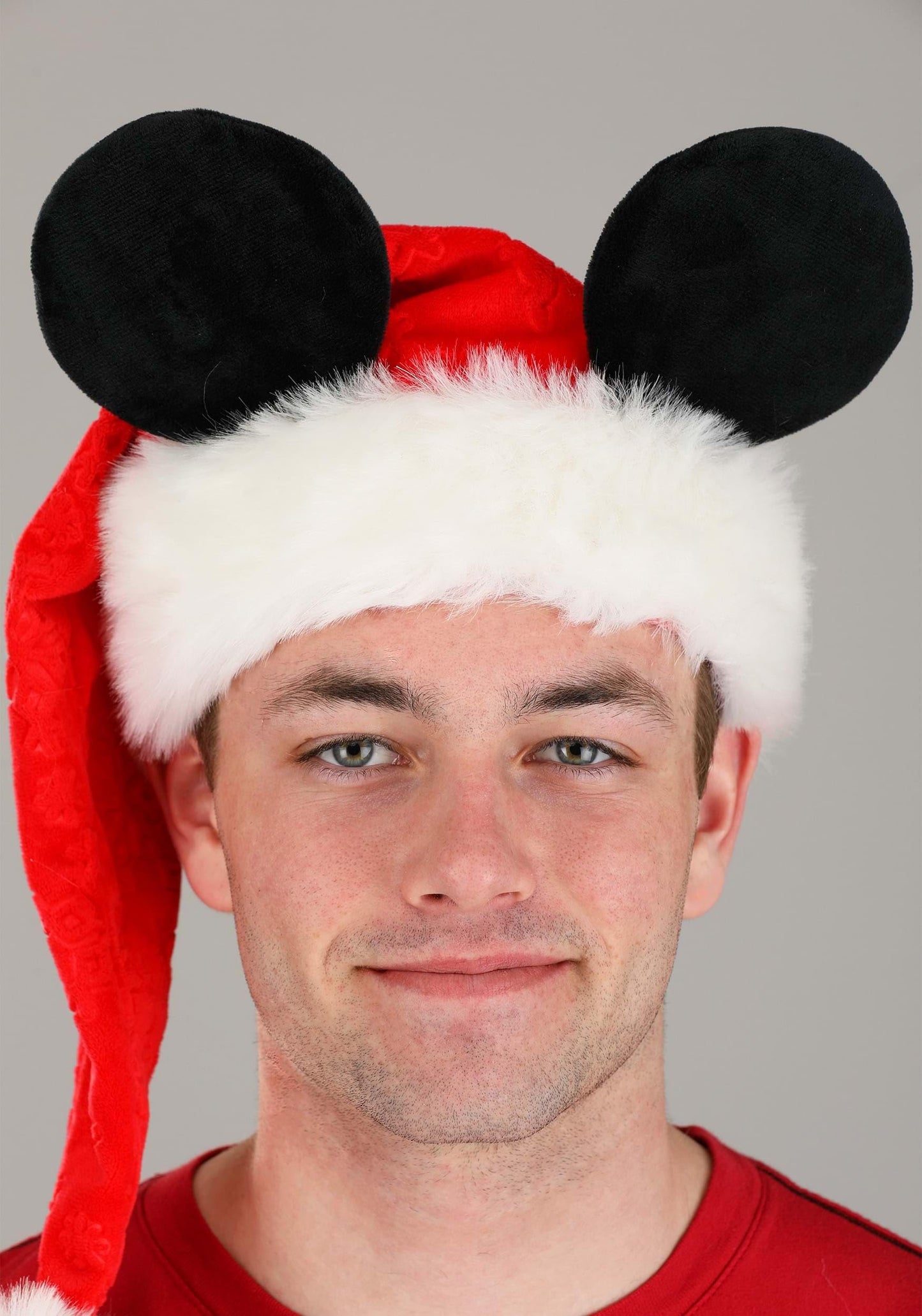 Fun Costumes Disney Mickey Mouse Santa Hat - Velour and Faux Fur with Mouse Ears - Standard - Red