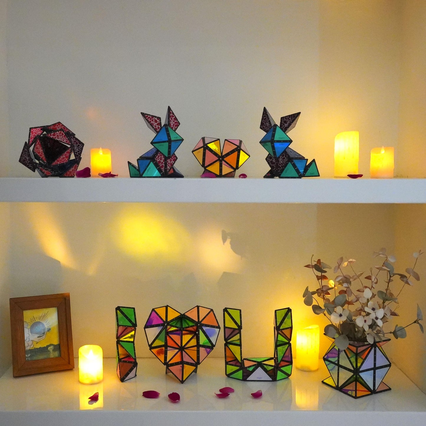 TOSY Magnet Pyramid Stone - 1 Cube Transforms into 1 Billion Shapes, 14 pcs (12 Puzzle pcs and 2 Accessories), 243 Rare Earth Magnets, Holographic Design Magnet Tiles Creative Puzzle STEM/STEAM Toy