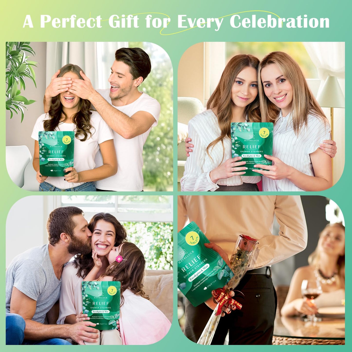 Eucalyptus Mint Shower Steamers Aromatherapy 7 Pack - Eucalyptus for Shower, Relaxation Spa Gifts for Men & Women, White Elephant Gifts, Stocking Stuffers for Adults, Christmas Gifts for Women Men Mom