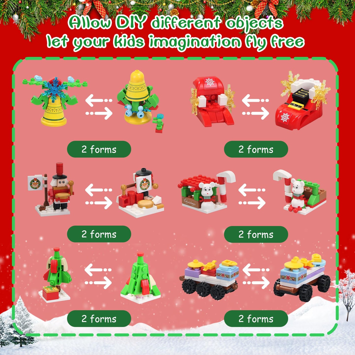 Advent Calendar 2025 Christmas Tree and Street Building Blocks Set for Toddler Kids Teen Adults, 24 Days 12-in-1 Christmas Countdown Advent Calendars for Boys Girls Women Men Holiday Gift Ideas