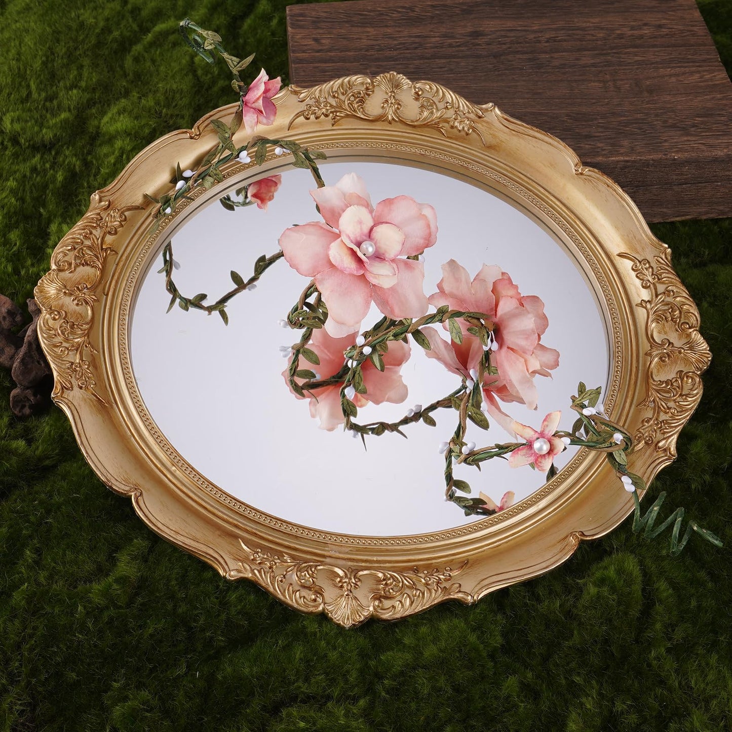 FRESHME Renaissance Fairy Flower Arm Wrap - 1 PC Elf Arm Cuff Bracelet with Pink Flowers Woodland Forest Mother Nature Costume Poison Ivy Costume Fantasy Renfaire Cosplay Prom Dress Up Accessories for Women