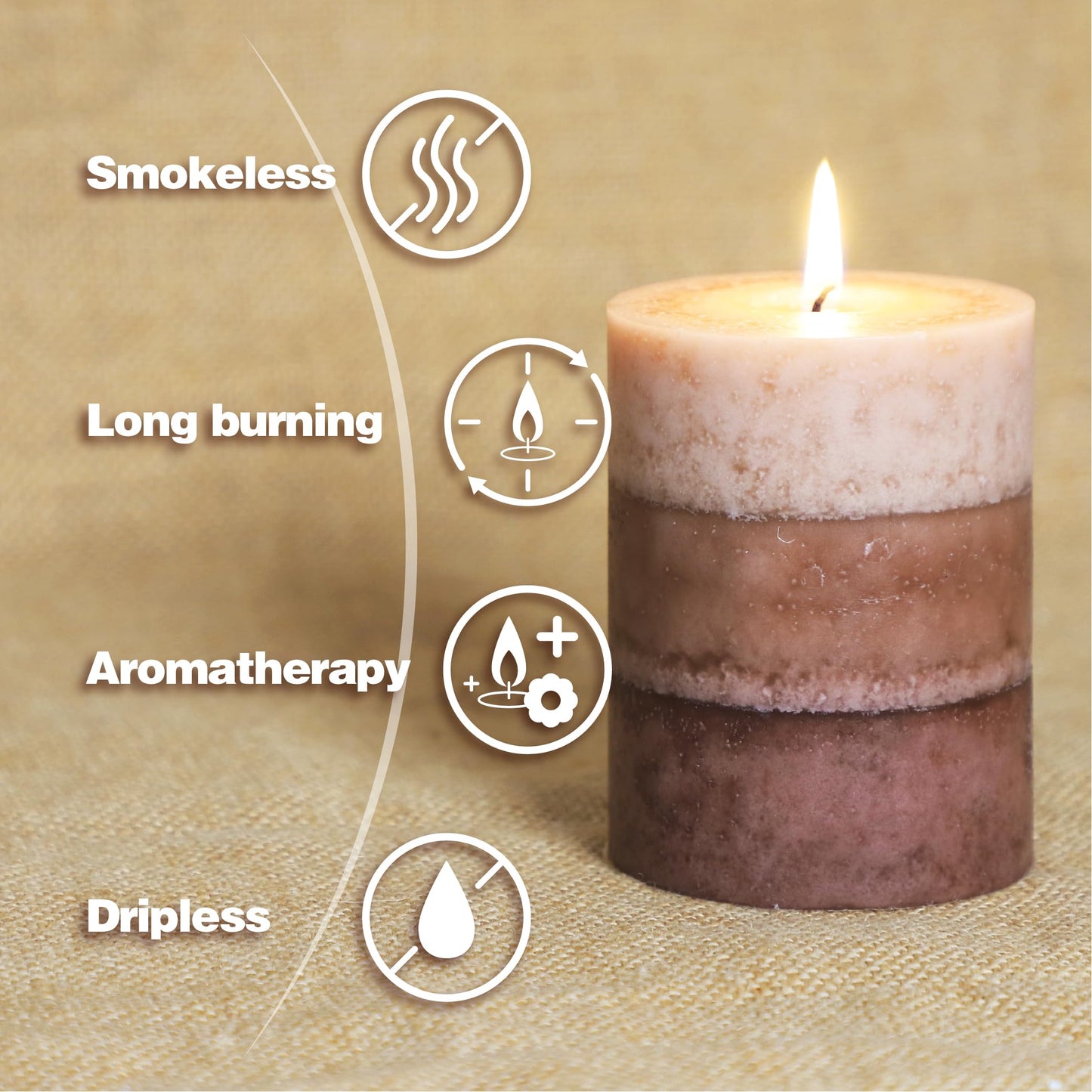 Cafemoon Coffee Pillar Candles, Aromatherapy Scented Candles, 35+ Hours Burn Long Lasting, Set of 3 Tall 3x4 Inch Dripless Pillar Candle, for Wedding and Home Décor
