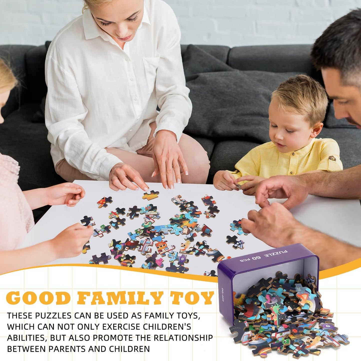 Silipull 12 Boxes Party Favors Jigsaw Puzzles in a Metal Box for Age of 4-8, Wooden Puzzle for Ages 4-8 Boys and Girls Learning Educational Jigsaw Pieces Toys, 12 Styles(Novel)