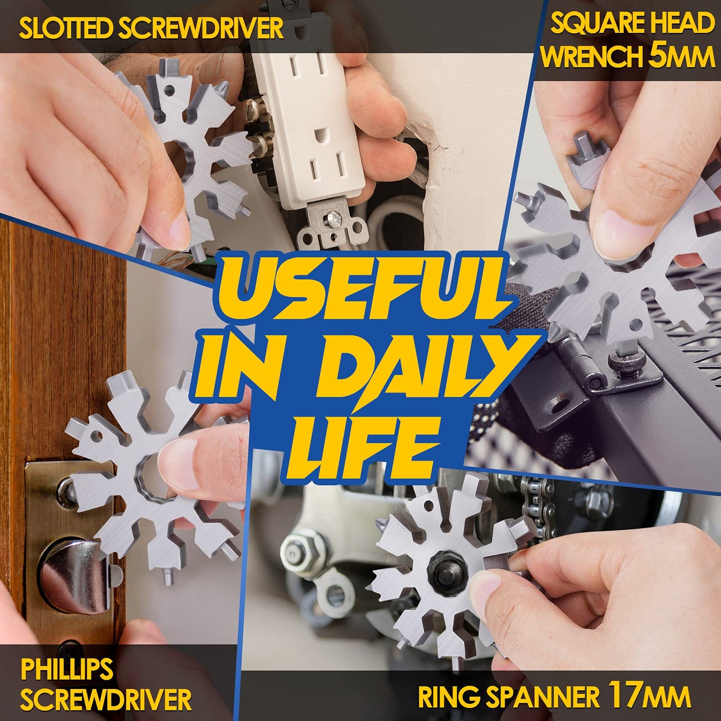 Christmas Stocking Stuffers for Women - Snowflake Multi Tools for Men, 20 in 1 Multitool Unique Cool Stuff Ideas Gadgets Gifts for Men Who Have Everything, Mini Portable Screwdriver Bottle Opener