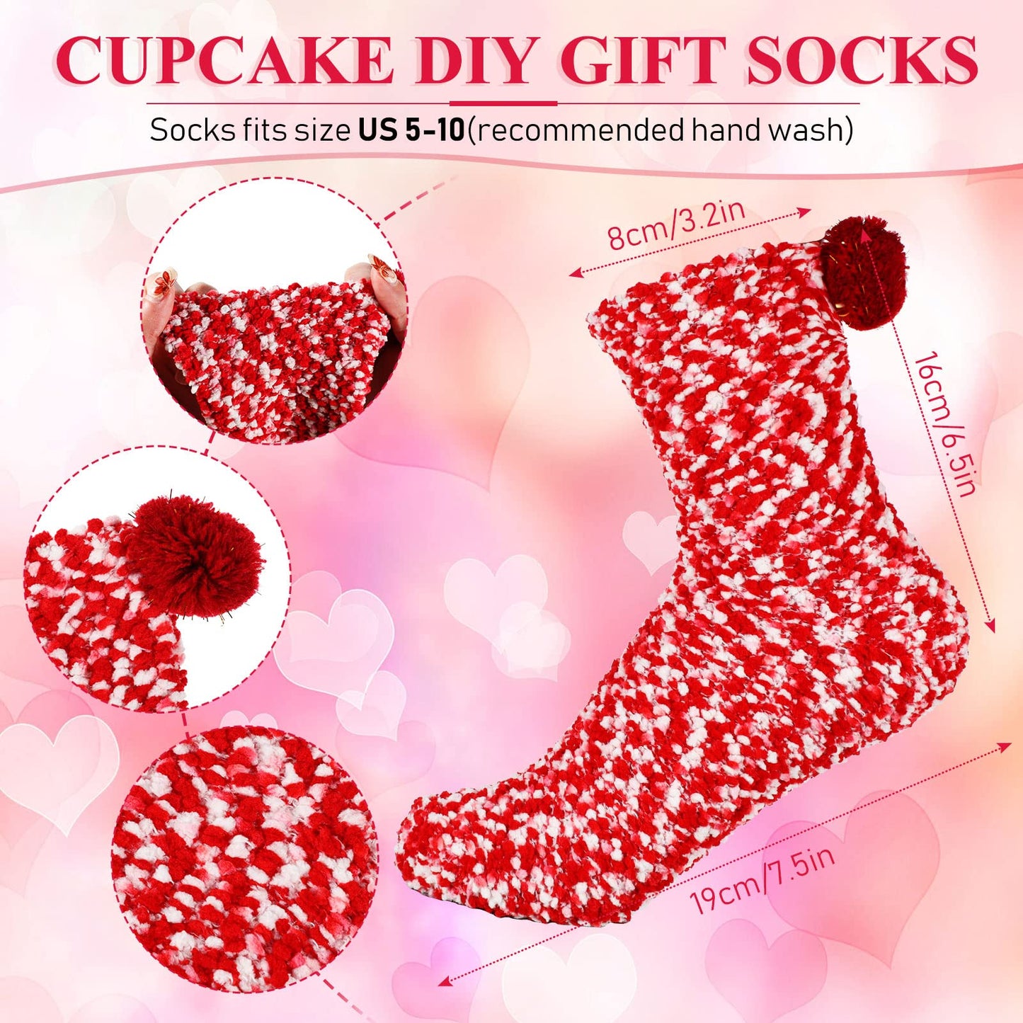Hicarer 9 Pairs Valentine Cupcake Socks Gift for Women Girl Stocking Stuffers Christmas Gifts Fuzzy Fluffy Sock