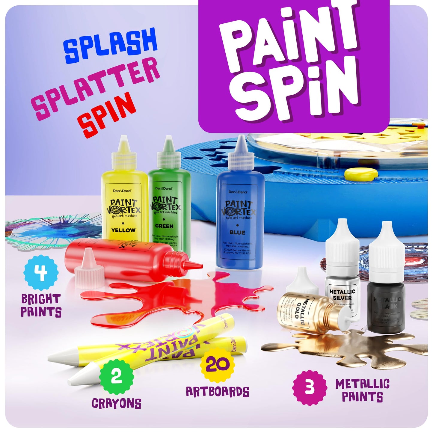 Dan&Darci Paint Spin Art Machine Kit for Kids - Arts & Crafts for Boys & Girls Ages - Art Craft Set Gifts for 6-9 Year Old Boy, Girl - Painting Spinner Toys - Birthday Gift Ideas for Ages 6-12 Years