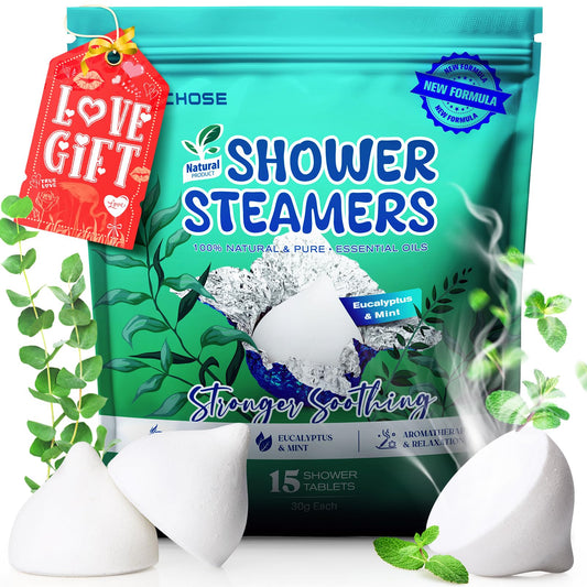 POPCHOSE Shower Steamers Aromatherapy - Eucalyptus for Shower, Stress Relief & Self Care- Home SPA Gifts, Birthday Gift for Women & Men, Shower Steamers for Sinus Relief, Quick Relief Nasal Congestion
