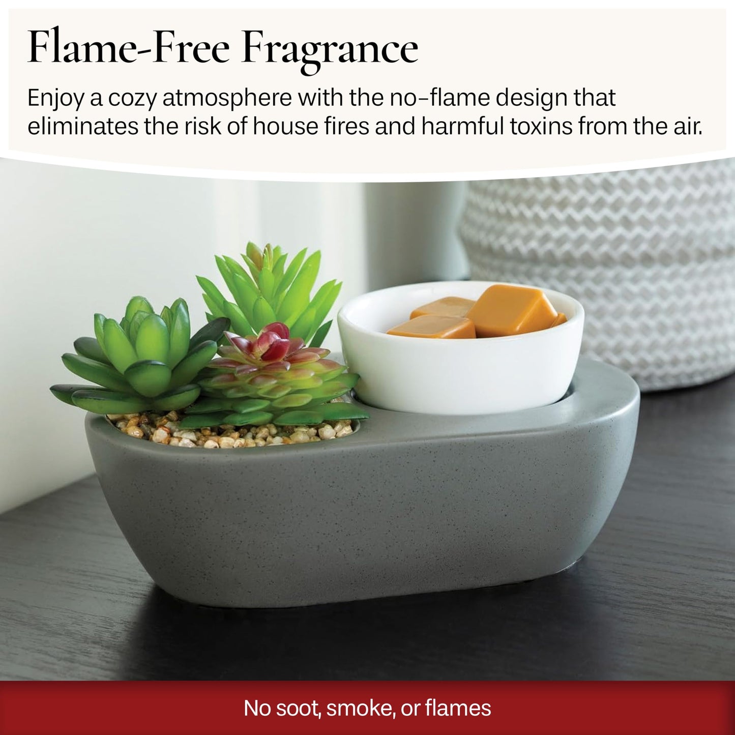 Candle Warmers Etc. Fragrance Warmer (Succulent) Warm Scented Wax Melts, Cubes and Tarts
