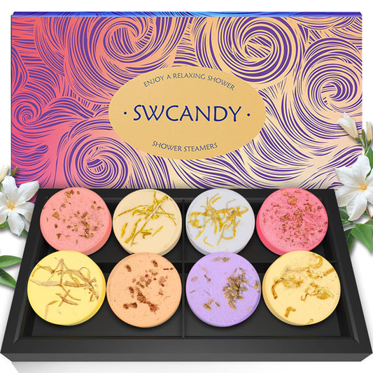 Shower Steamers Aromatherapy SWCANDY 8 Pack Gifts for Women Stocking Stuffers for Adults, Her, Mom, Men Natural Essential Oils Home Spa Self Care Stress Relief Relaxation Bath Bombs Christmas Flower