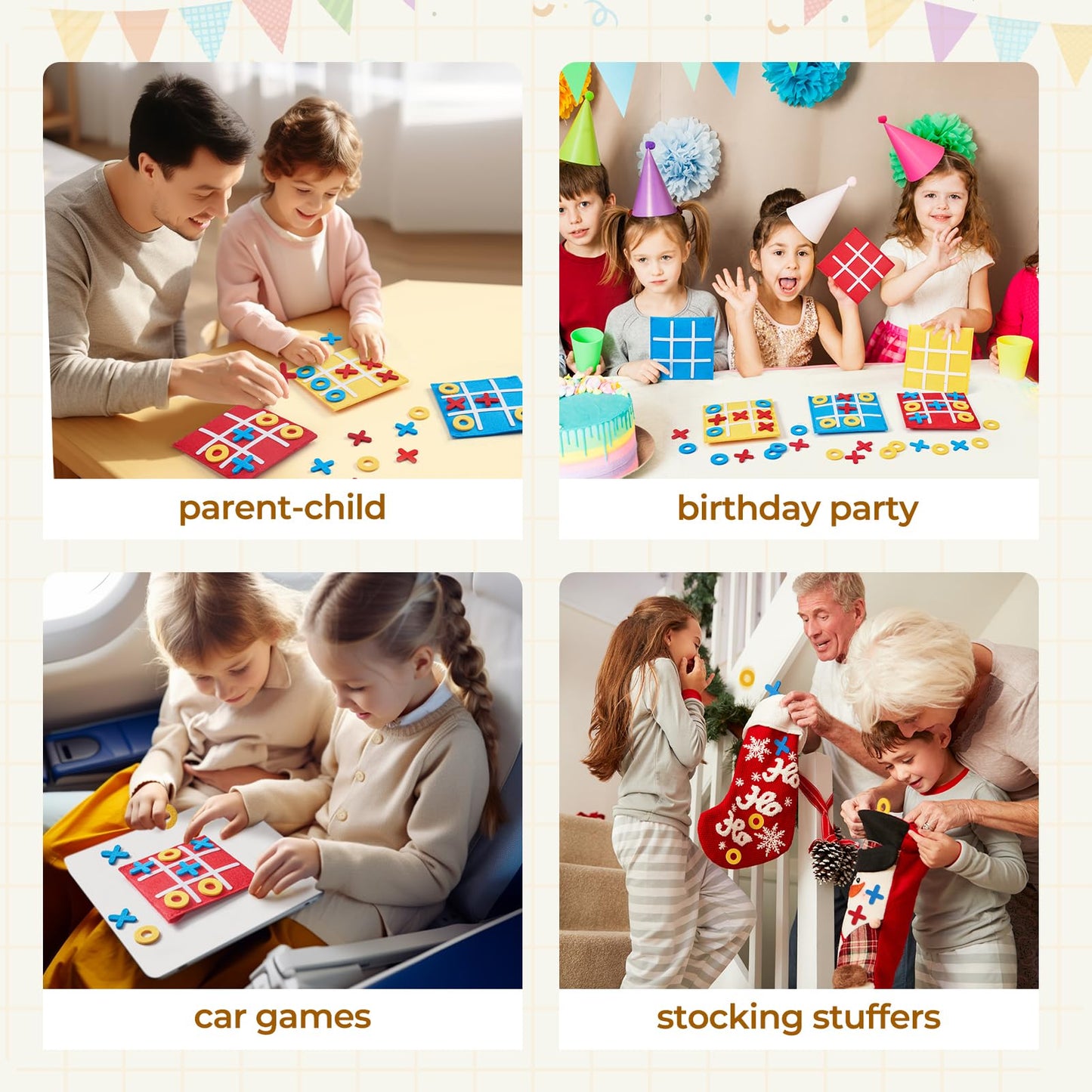 JoyCat Tic Tac Toe Strategic Board Game for Kids and Family,Birthday Party Favors,Classic Educational Toys for Goodie Bag Stuffers,Gifts for Students with Envelope,Easy to Store(Bulk Pack of 30)