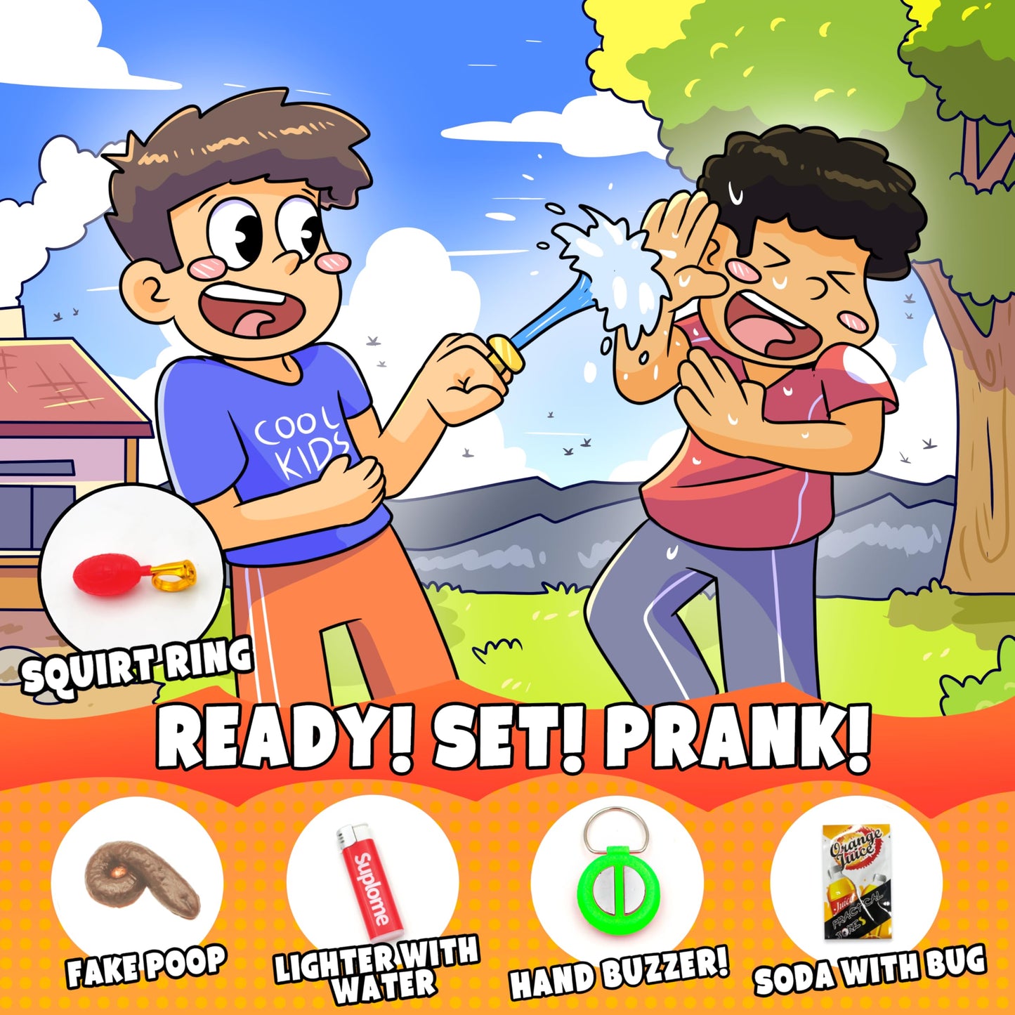 DIMROM Prank Kit for Kids - 25 Gags & Practical Joke Toys - Prank Stuff for April Fools - Ultimate Practical Jokes - Gag Gifts for Kids - Big Funny Toys Pack Set Box + Bonus Inside