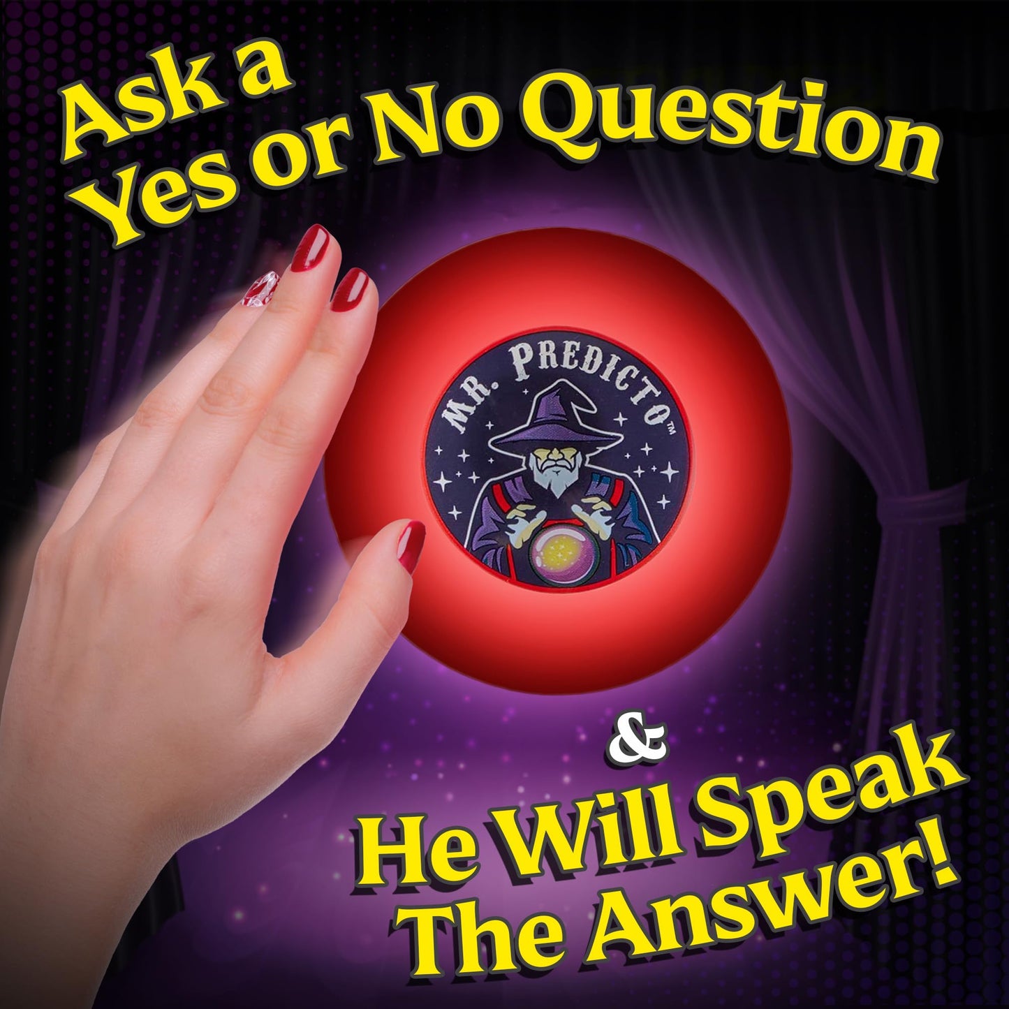 Kamhi World Mr Predicto Fortune Telling Ball - Ask Questions & Get Answers, Interactive Color Changing Crystal Ball, Novelty Toy with Lights, Fun Teen Gift