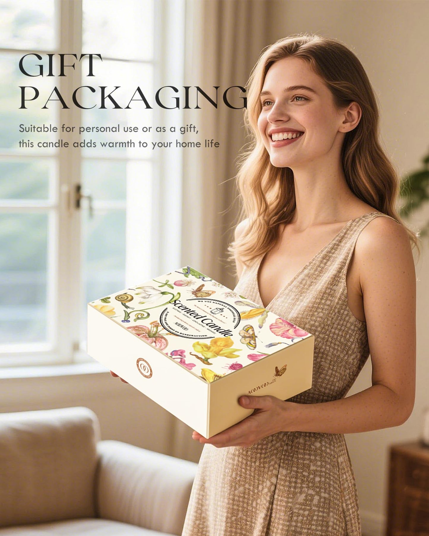 AOOVOO Scented Candles Set - 6 Pack Candles for Women, Lavender/Lilac/Vanilla/Floral/Rose/Breeze, Soy Candle Gifts for Home Scented, 42 oz, 300 Hours Burn Time