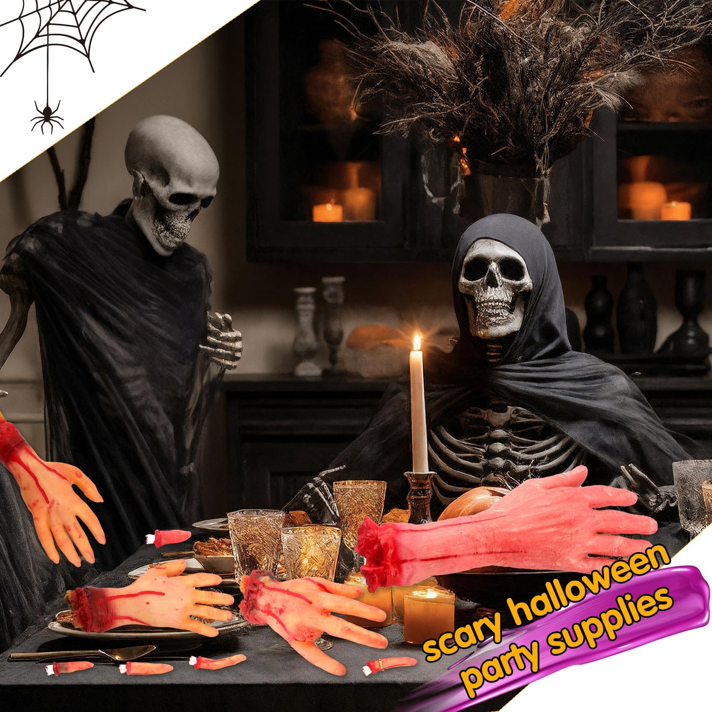9 Pcs Halloween Fake Body Parts Realistic Fake Broken Hands Horror Prank Toys Broken Finger Props for Halloween Party Haunted House Party Decoration Supplies