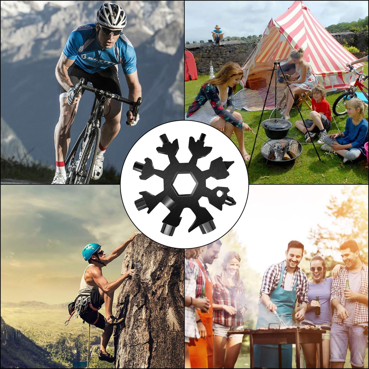 Stocking Stuffers for Adults Men Dad Gifts, Multi Tool 2 Pack 18 in 1 Snowflake Hand Tools Christmas Gifts for Men Dad Husband Outdoors Camping Portable Bottle Opener Flat Screwdriver Kit Wrench