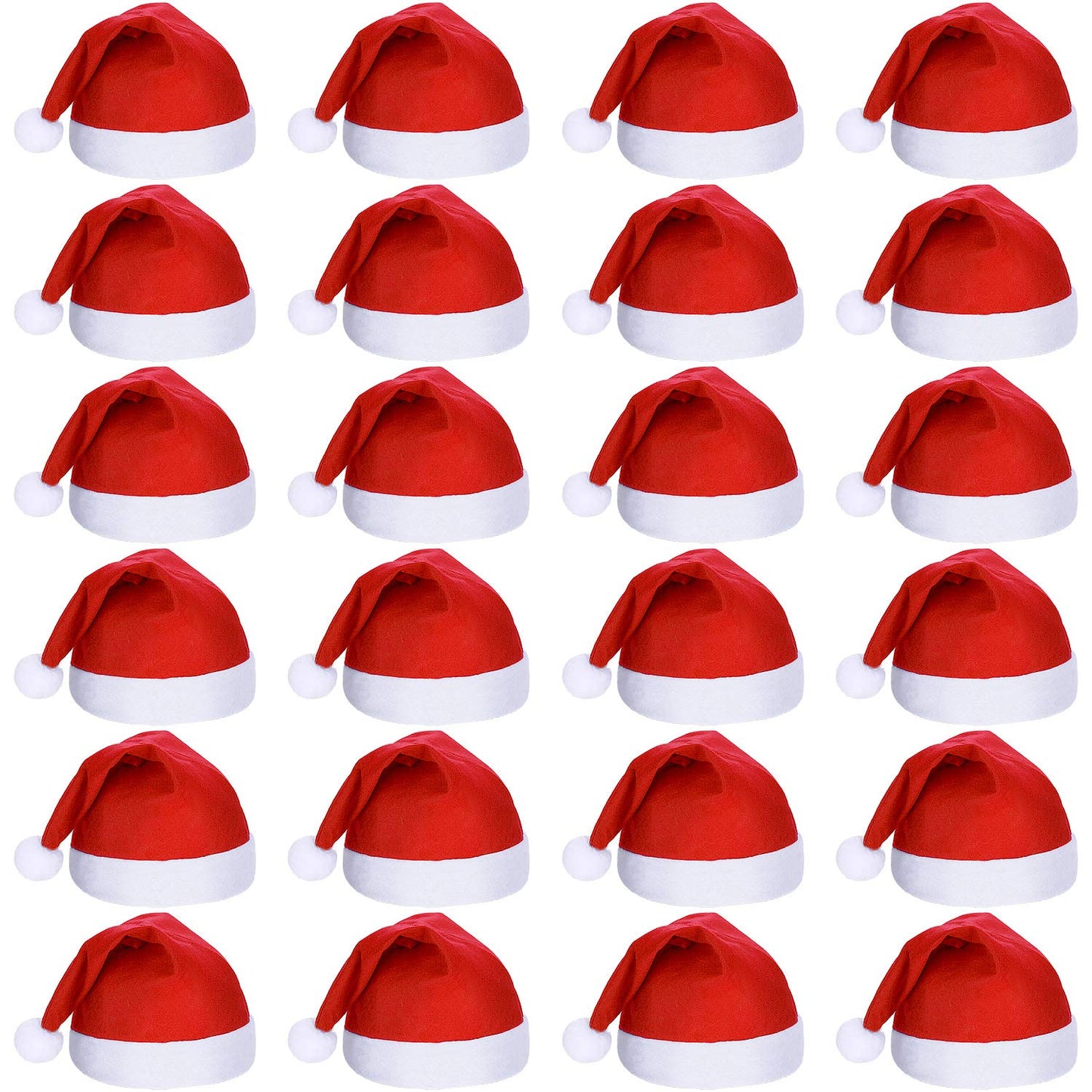 Geyoga 24 Pcs Soft Santa Hat Bulk Women Men Christmas Non Woven Fabric Santa Claus Hat with Pom Xmas Party Supply Decor(11.81 x 15.75 Inch,Red)