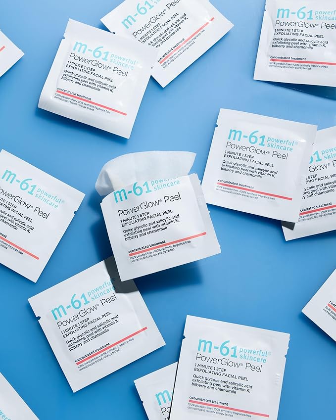 m-61 PowerGlow Peel | Exfoliating Facial Peel With Glycolic, Salicylic Acid. 1 Minute, 1 Step - 30 Treatments
